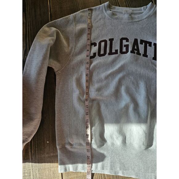 Vintage Champion Colgate University Sweatshirt Medium Light Gray Reverse Weave - Picture 8 of 8